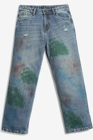 LilPicks Girls Jean Tie & Dye Dyed Mildly Distressed Light Fade Cotton Jeans