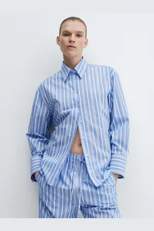 MANGO Striped Pure Cotton Tie-Up Back Shirt