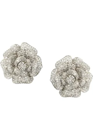 AURAA Trends Silver Plated Crystal Floral Studs Earrings