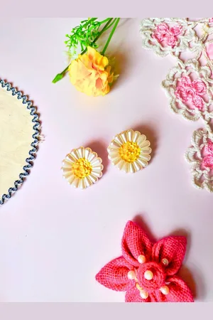 Sangria Beaded Bohemian Floral Stud Earrings