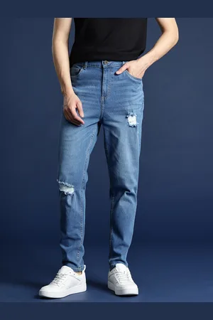 Mast & Harbour Men Baggy Fit Mildly Distressed Light Fade Stretchable Jeans