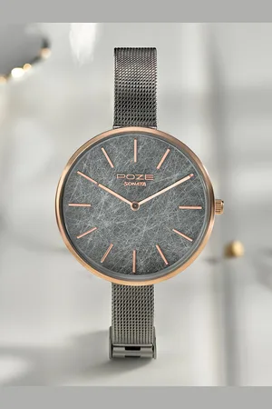 Sonata Poze Women Embellished Dial & Bracelet Style Straps Analogue Watch SP80069KM01W
