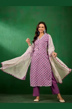 Sangria Ethnic Motifs Printed Kurta With Trousers & Dupatta