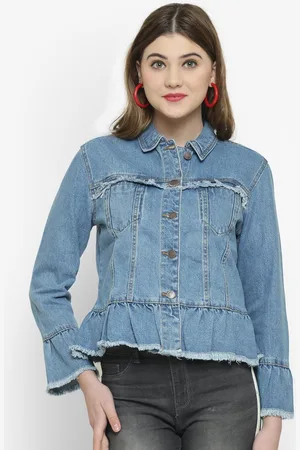 KOTTY Women Blue Printed Denim Jacket