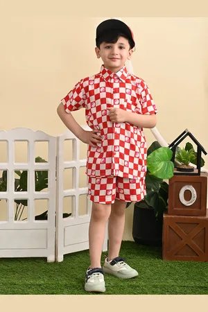 Superminis Boys Shirt Collar Checked Clothing Set