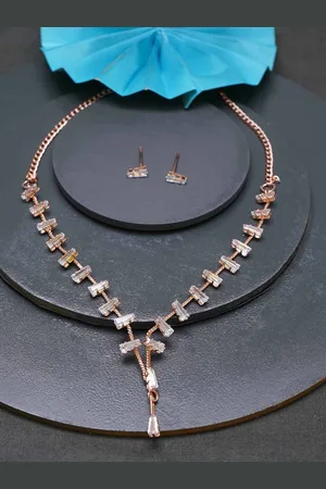 Ramdev Art Fashion Jwellery Rose Gold-Plated CZ-Studded Jewellery Set