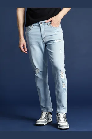 Mast & Harbour Men Relaxed Fit Mildly Distressed Light Fade Stretchable Jeans
