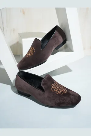 STYLE SHOES Boys Embroidered Lightweight Suede Loafers