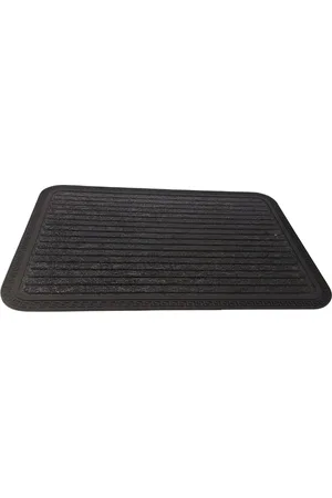 Aura Grey & Black Striped Water Absorbent Anti-Slip Doormat