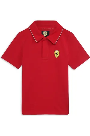 PUMA Kids Polo Collar Short Sleeves Applique Cotton T-shirt