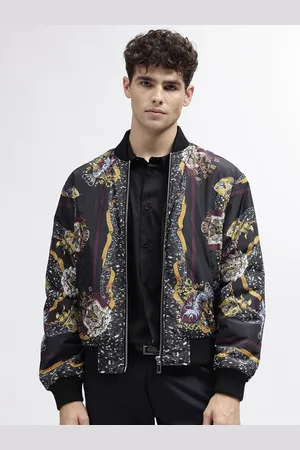 Roberto Cavalli Men Bomber with Patchwork Jacket