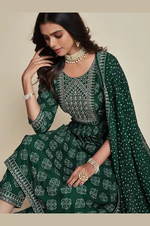 Ishin Bandhani Printed Empire Thread Work Kurta with Trousers & Dupatta