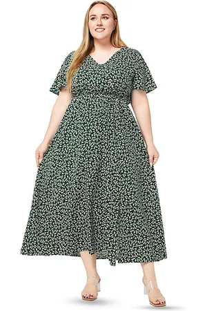 LULU & SKY Women Abstract Print Flared Sleeve Fit & Flare Midi Dress