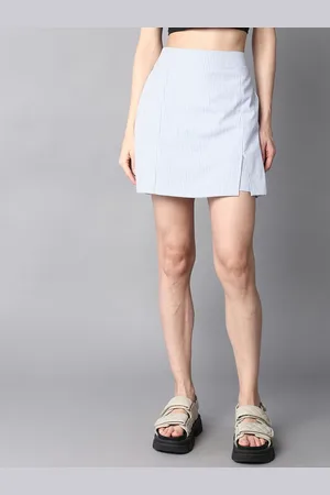 Roadster The Lifestyle Co. White Striped Pure Cotton Mini Skorts