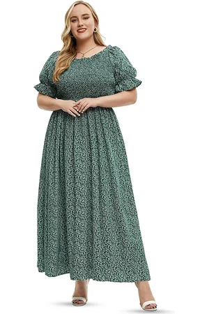 LULU & SKY Women Abstract Print Puff Sleeve Maxi Dress