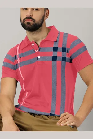 Ausk Checked Polo Collar Short Sleeves Cotton T-shirt