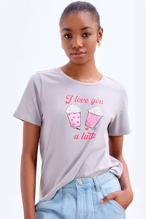 COVER STORY Typography Printed Short Sleeves Round Neck Cotton T-shirt