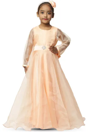 BAESD Girls Self Design Embellished Satin Maxi Dress