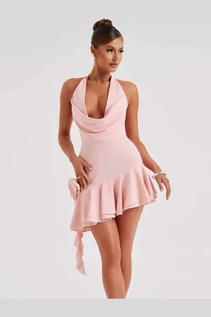 LULU & SKY Women Cowl Neck Drop-Waist Mini Dress