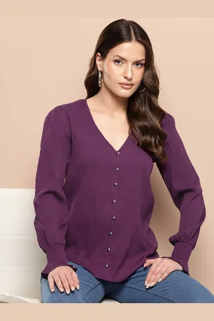Chemistry Bishop Sleeves Crepe Shirt Style Top