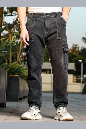 HERE&NOW Men Smart Relaxed Fit Pure Cotton Cargo Jeans