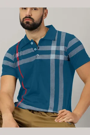 Ausk Striped Polo Collar Short Sleeves Cotton T-shirt