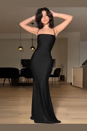 LULU & SKY Women Tie-up Back Fishtail Maxi Dress