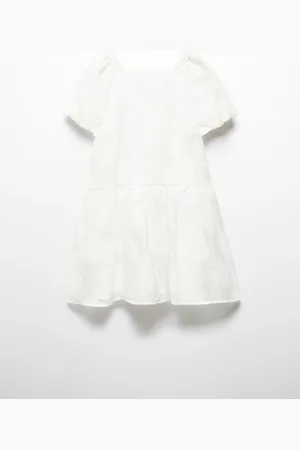 MANGO Girls Puff Sleeve A-Line Dress