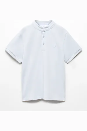 MANGO Boys Pure Cotton Mandarin Collar T-shirt