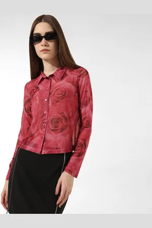 ONLY Slim Fit Floral Printed Spread Collar Long Sleeves Casual Shirt