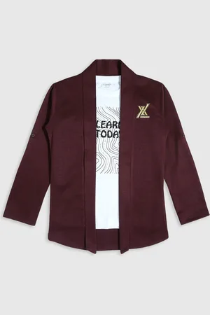 CAVIO Boys Long Sleeves Open Front Shrug With T-Shirt