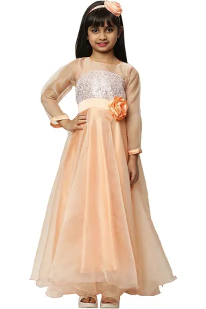 BAESD Girls Embellished Satin Fit & Flare Maxi Dress