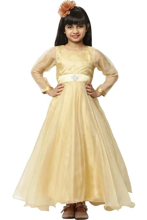 BAESD Girls Round Neck Flared Fit & Flare Maxi Belted Dress