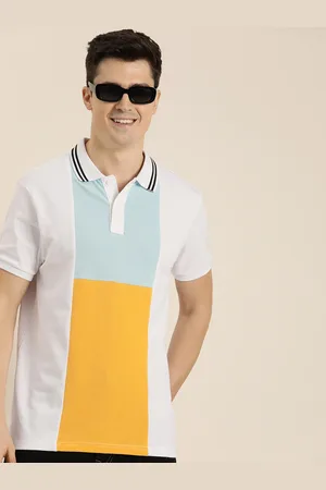 HERE&NOW Colourblocked Polo Collar Pure Cotton T-shirt