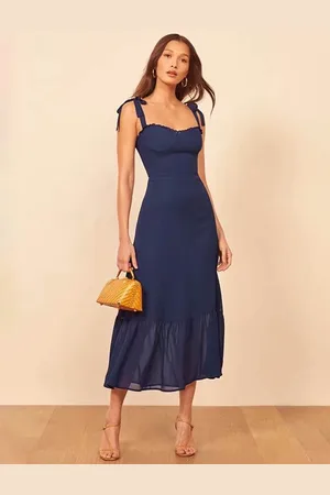 LULU & SKY Women Sweetheart Neck Polyester A-Line Midi Dress