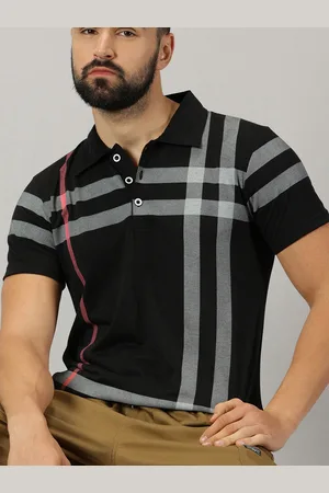 Ausk Striped Polo Collar Cotton T-shirt