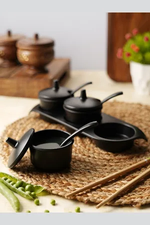 Aura Black 10 Pieces Microwave Safe Pickle Set