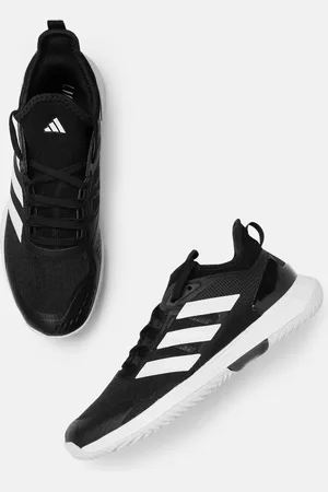 adidas Men Woven Design Round-Toe Adizero Ubersonic 4.1 Tennis Shoes with Striped Detail
