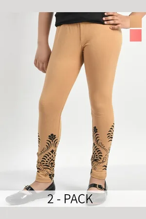 BAESD Girls Pack Of 2 Printed Cotton Ankle Length Leggings