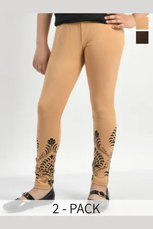 BAESD Girls Pack Of 2 Printed Cotton Ankle Length Leggings