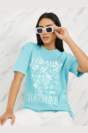 Styli Oversized Blooming Together Graphic Print Longline T-Shirt