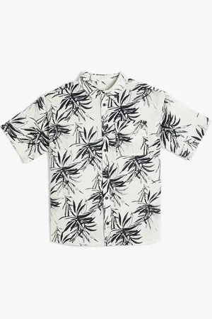 Koton Boys Floral Printed Spread Collar Short Sleeves Cotton Casual Shirt