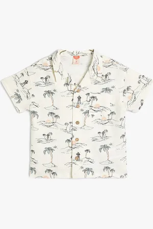 Koton Boys Conversational Printed Spread Collar Casual Shirt