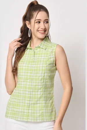 CHARMGAL Tartan Checked Spread Collar Casual Shirt