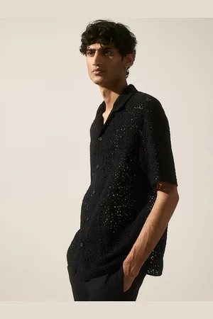 H&M Regular Fit Crochet-Look Resort Shirt