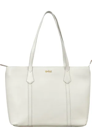 Eske White Leather Structured Shoulder Bag