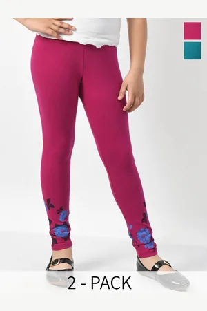 BAESD Girls Pack Of 2 Printed Cotton Ankle Length Leggings