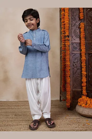pspeaches Boys Band Collar Straight Kurta with Salwar