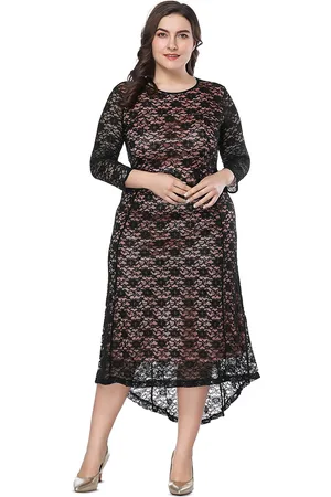 LULU & SKY Women Boat Neck Floral Self Design A-Line Midi Dress