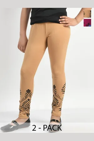 BAESD Girls Pack Of 2 Printed Cotton Ankle Length Leggings